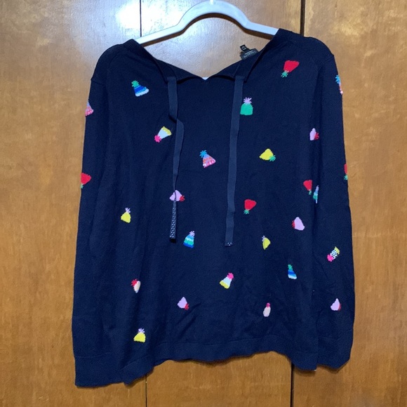 TALBOTS- NAVY BLUE, LIGHTWEIGHT SWEATER W/TOBOGGAN’S (2Xp) - Picture 4 of 6